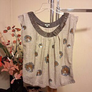 NWOT Women's Noa Noa Cap Sleeve Pleated Summer Top Casual Tank Tops 10